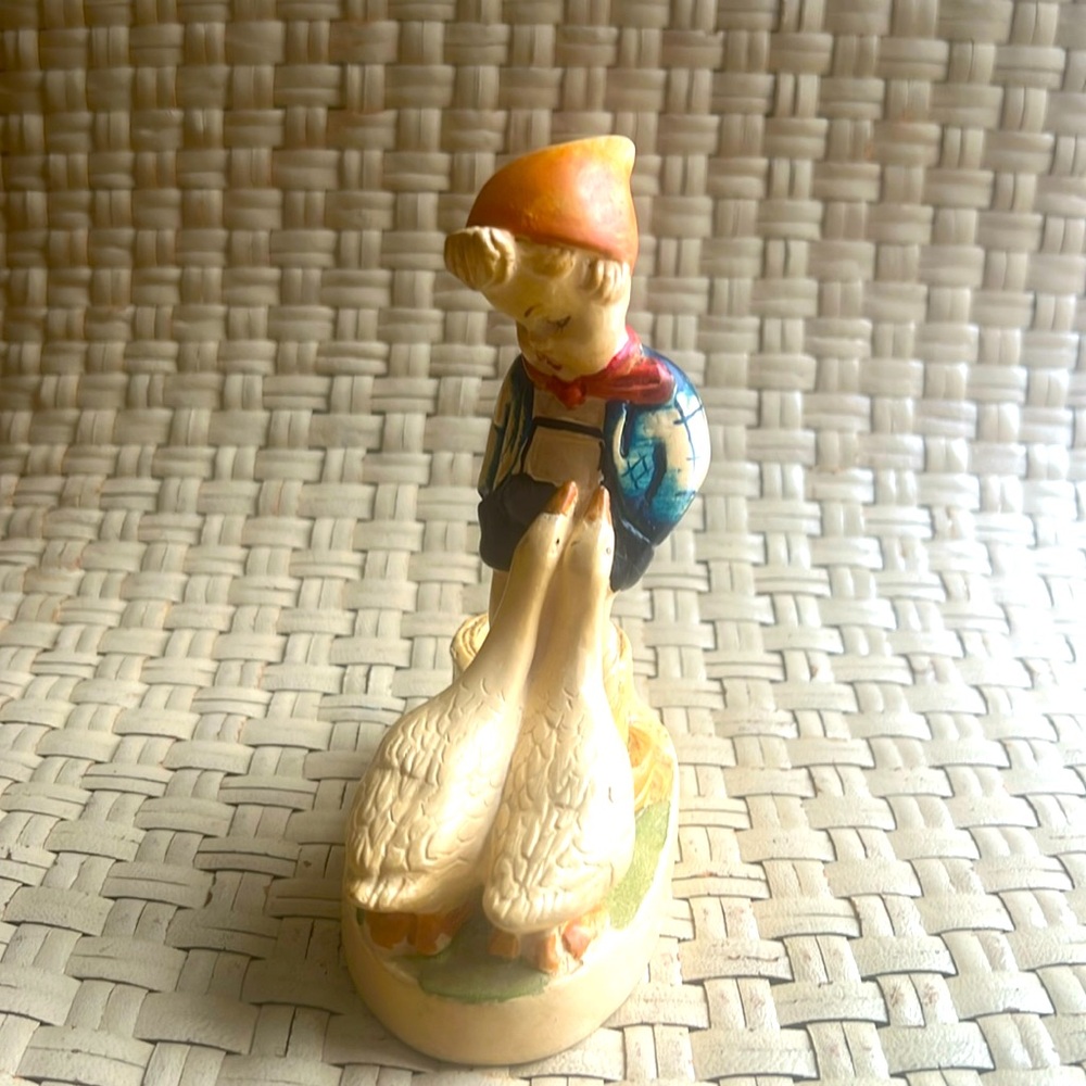 VINTAGE HUMMEL BOY WITH GEESE CANDLEHOLDER